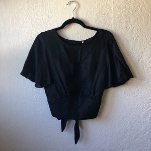Free people linen blend blouse with back cut out